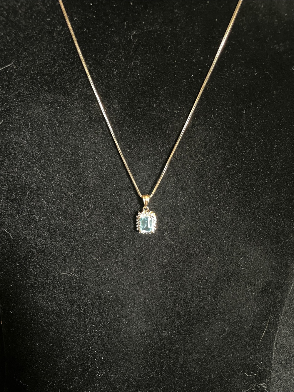 Sterling Silver 925 Emerald Cut Blue Topaz CZ and 925 Necklace.  eBay:$55.8/21/6